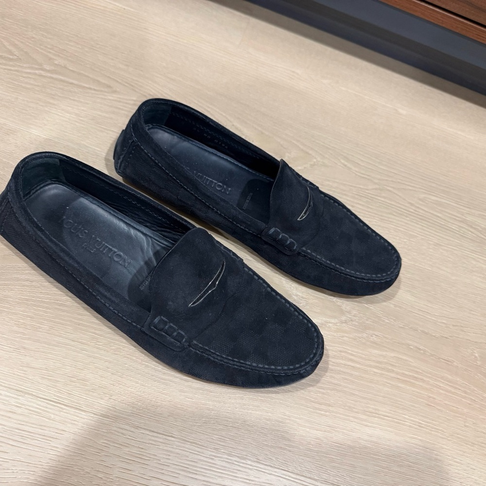Louis Vuitton Navy Suede Men's Loafers - Luxury Driving Moccasins
